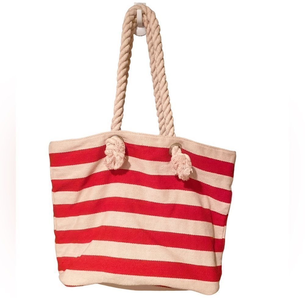 Old Navy Red & White Stripe Beach Bag
